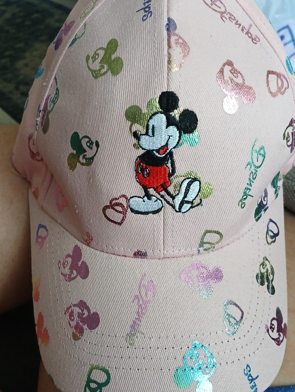 Disney Pink Mickey Mouse Kids Baseball Cap with Multicolor Foil Accents